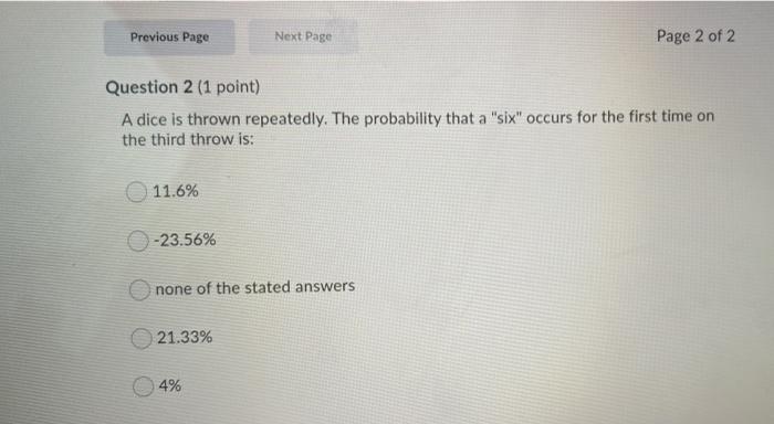 Solved Previous Page Next Page Page 2 of 2 Question 2 (1 | Chegg.com