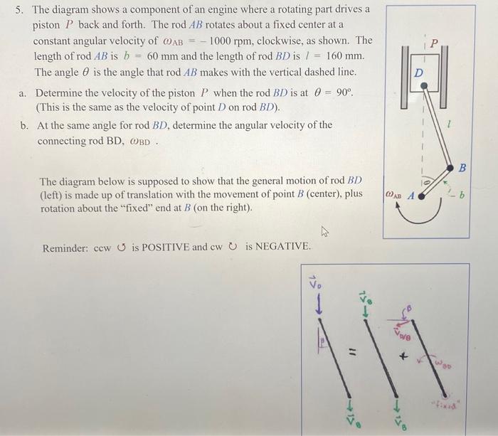 Solved 5. The diagram shows a component of an engine where a | Chegg.com