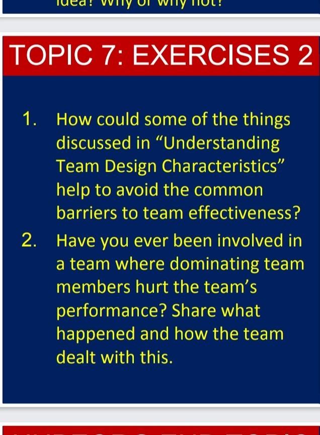 Solved wity TOPIC 7: EXERCISES 2 1. 2. How could some of the | Chegg.com