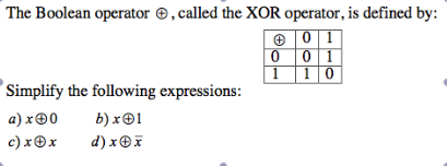 Solved The Boolean operator , called the XOR operator, is | Chegg.com