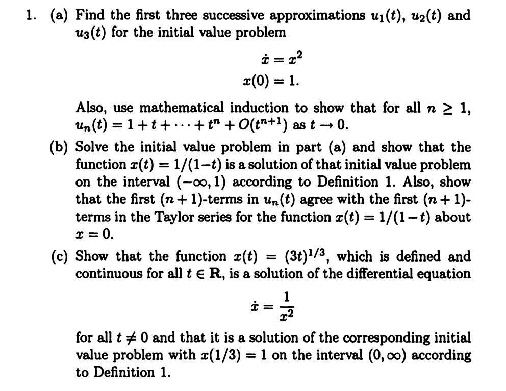 Solved (a) ﻿Find the first three successive approximations