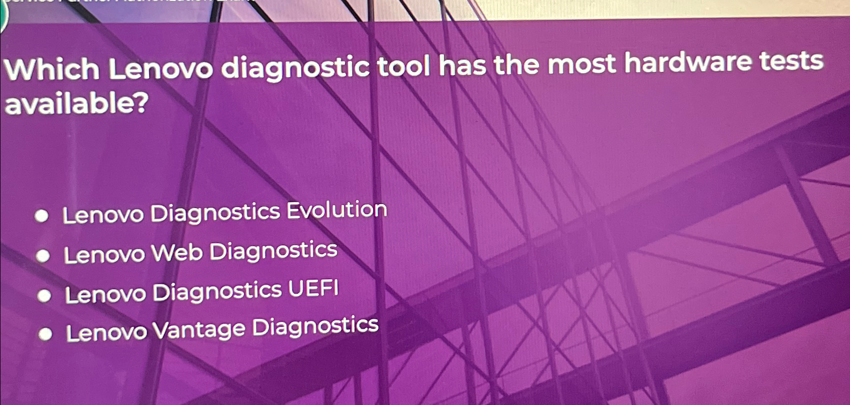 Solved Which Lenovo diagnostic tool has the most hardware