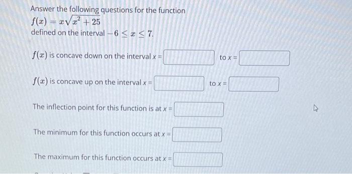 Solved Answer the following questions for the function | Chegg.com