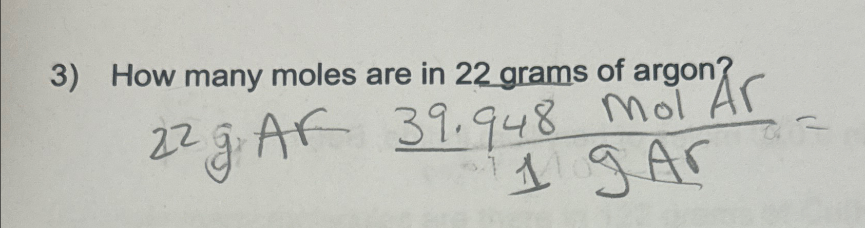 Solved How many moles are in 22 ﻿grams of argon?22 ﻿gir | Chegg.com