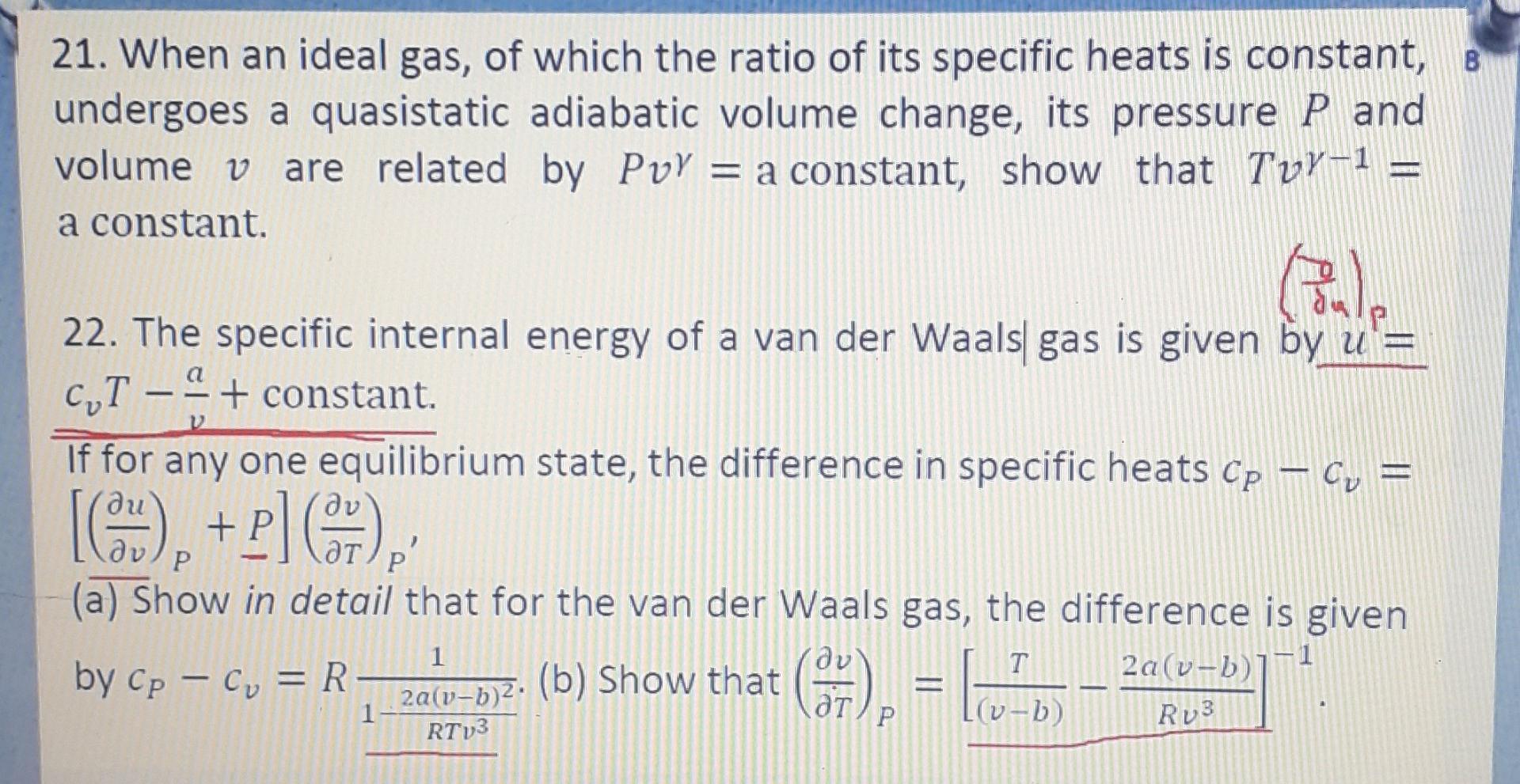 Solved 21. When an ideal gas, of which the ratio of its | Chegg.com