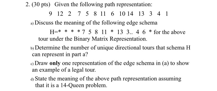 2. (30 pts) Given the following path representation: | Chegg.com