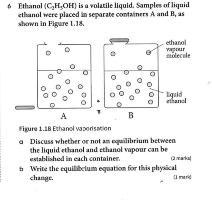 Solved 6 Ethanol (CH3OH) is a volatile liquid. Samples of