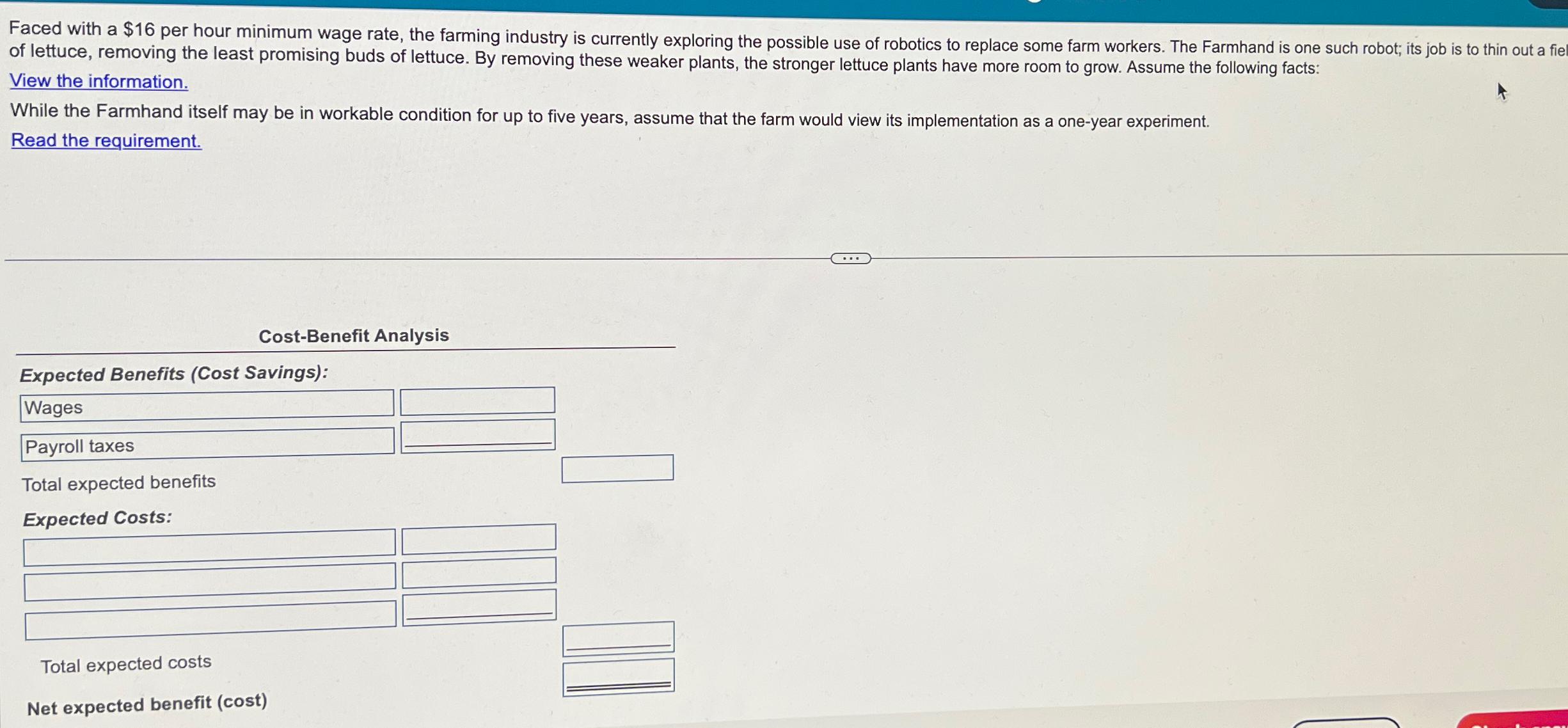 Solved Faced with a $16 ﻿per hour minimum wage rate, the | Chegg.com