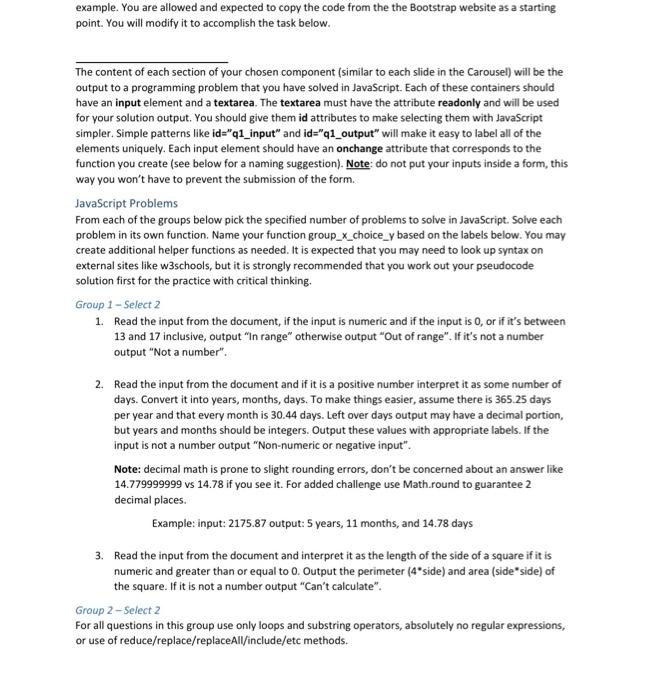 Solved Create 1 HTML file, 1 JavaScript file, and at most 1 | Chegg.com