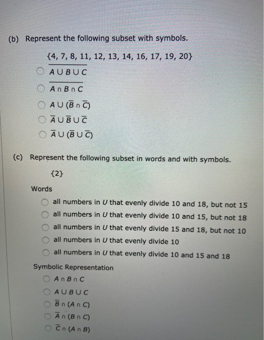 Use The Sets Below To Answer Parts A Through 6 U Chegg Com