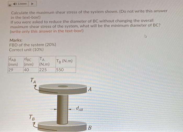 Solved Listen Calculate the maximum shear stress of the | Chegg.com