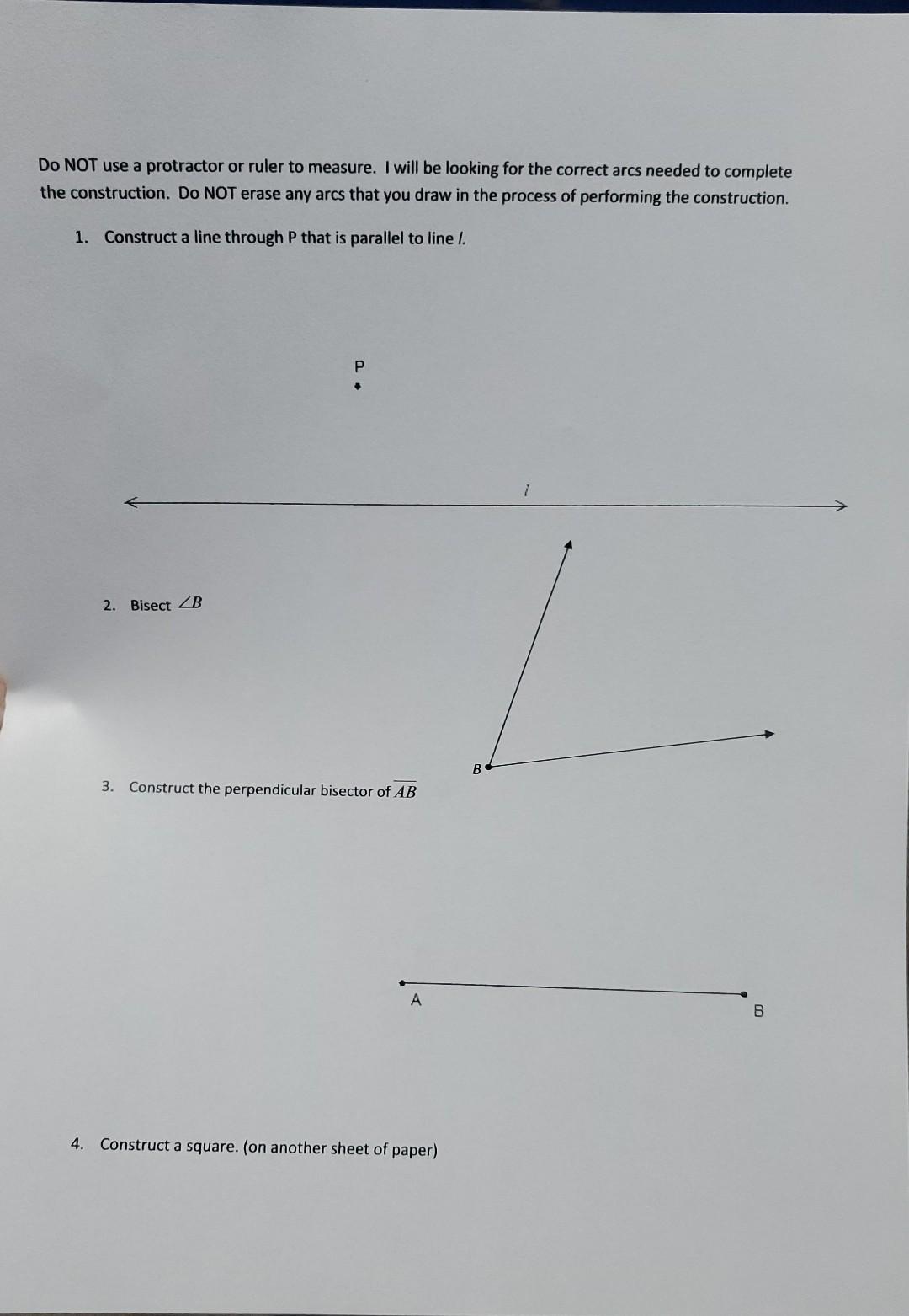 Solved 1. Construct A Line Through P That Is Parallel To | Chegg.com