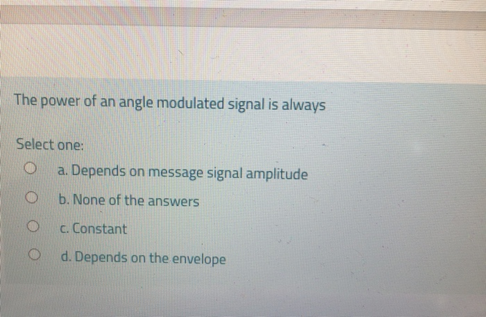 Solved An angle modulated signal is given as follows, x(t) = | Chegg.com