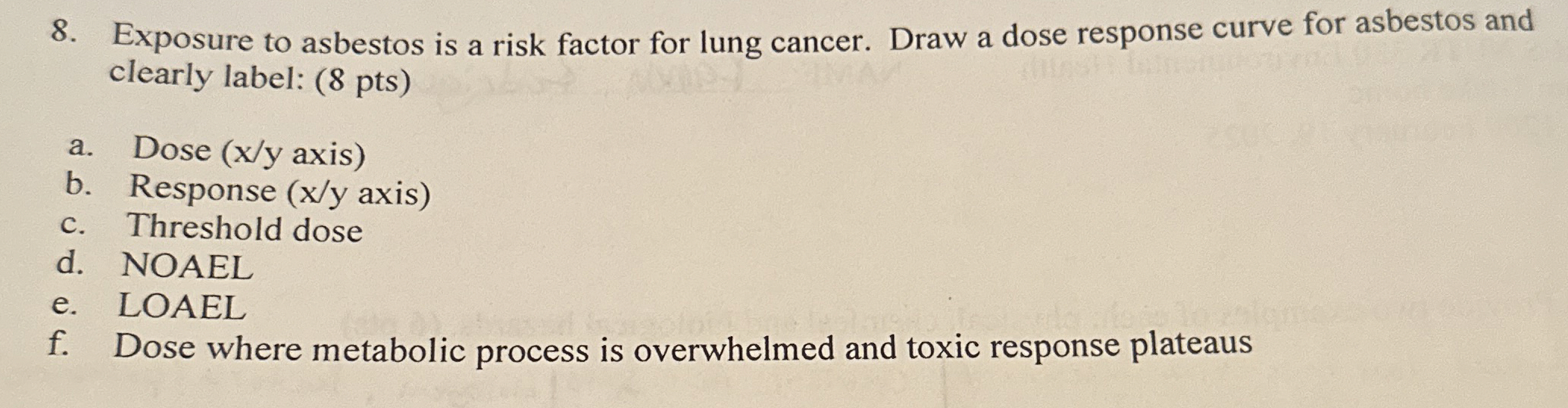Solved Exposure to asbestos is a risk factor for lung | Chegg.com
