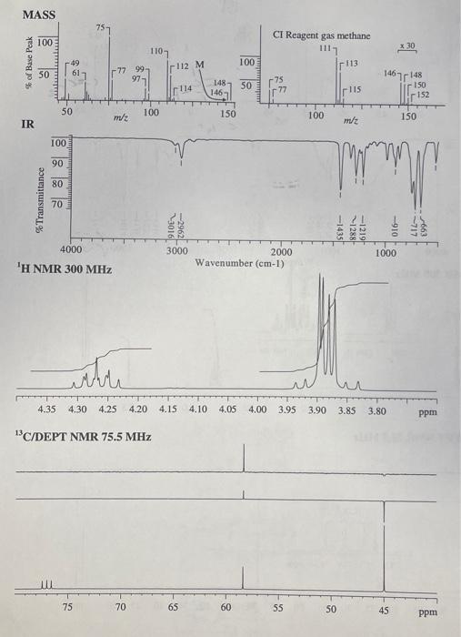 MASS
\( { }^{1} \) H NMR \( 300 \mathrm{MHz} \)
Wavenumber \( (\mathrm{cm}-1) \)
\( { }^{13} \mathrm{C} / \mathrm{DEPT} \) NM