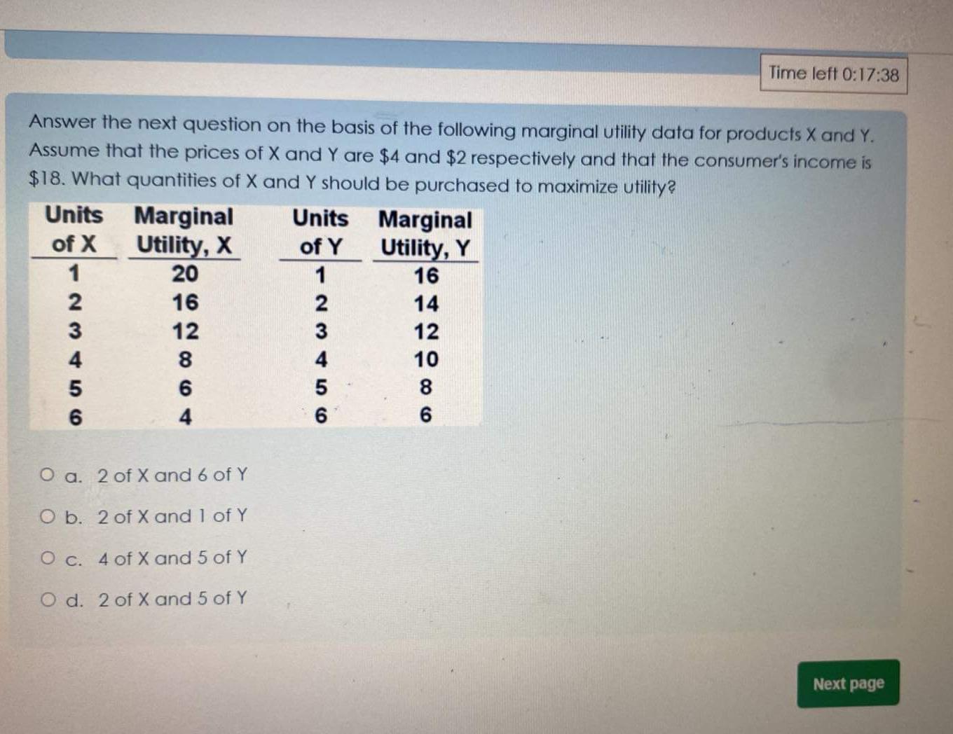 Solved Time left 0:17:38Answer the next question on the | Chegg.com