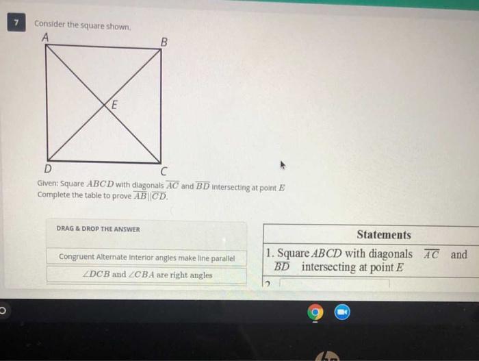 Solved Consider the square shown А B E D с Given: Square | Chegg.com