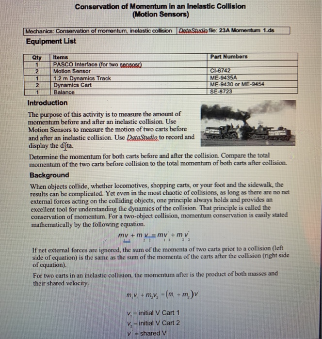 Conservation of Momentum in an Inelastic Collision 