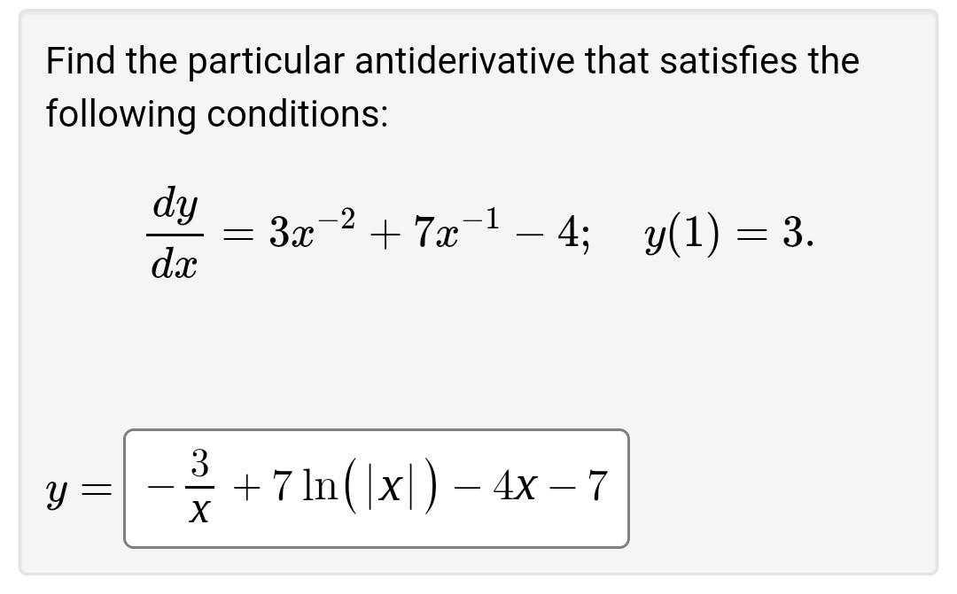 Find The Particular Antiderivative That Satisfies The Following Conditions