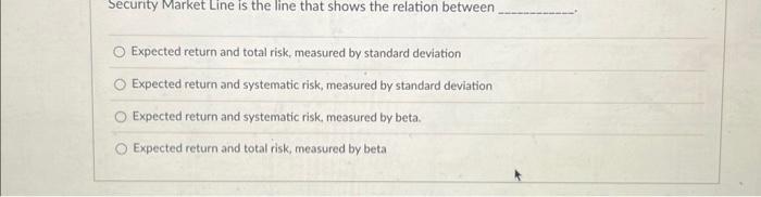 Solved Expected return and total risk, measured by standard | Chegg.com