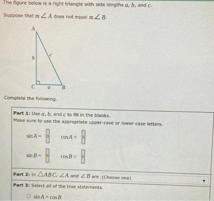 Solved The figure below is a right triangle with side | Chegg.com