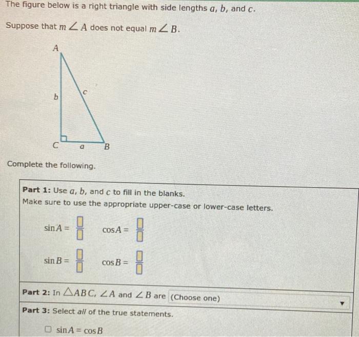 Solved The Figure Below Is A Right Triangle With Side | Chegg.com