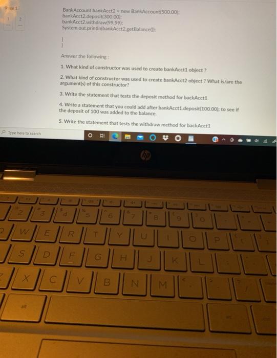 Solved Page 1 Given a class called Bank Account that is | Chegg.com