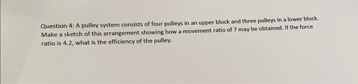 Solved Question 4: A pulley system consists of four pulleys | Chegg.com