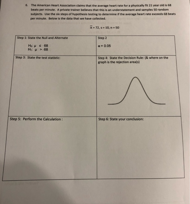 Solved 6 The American Heart Association Claims That The