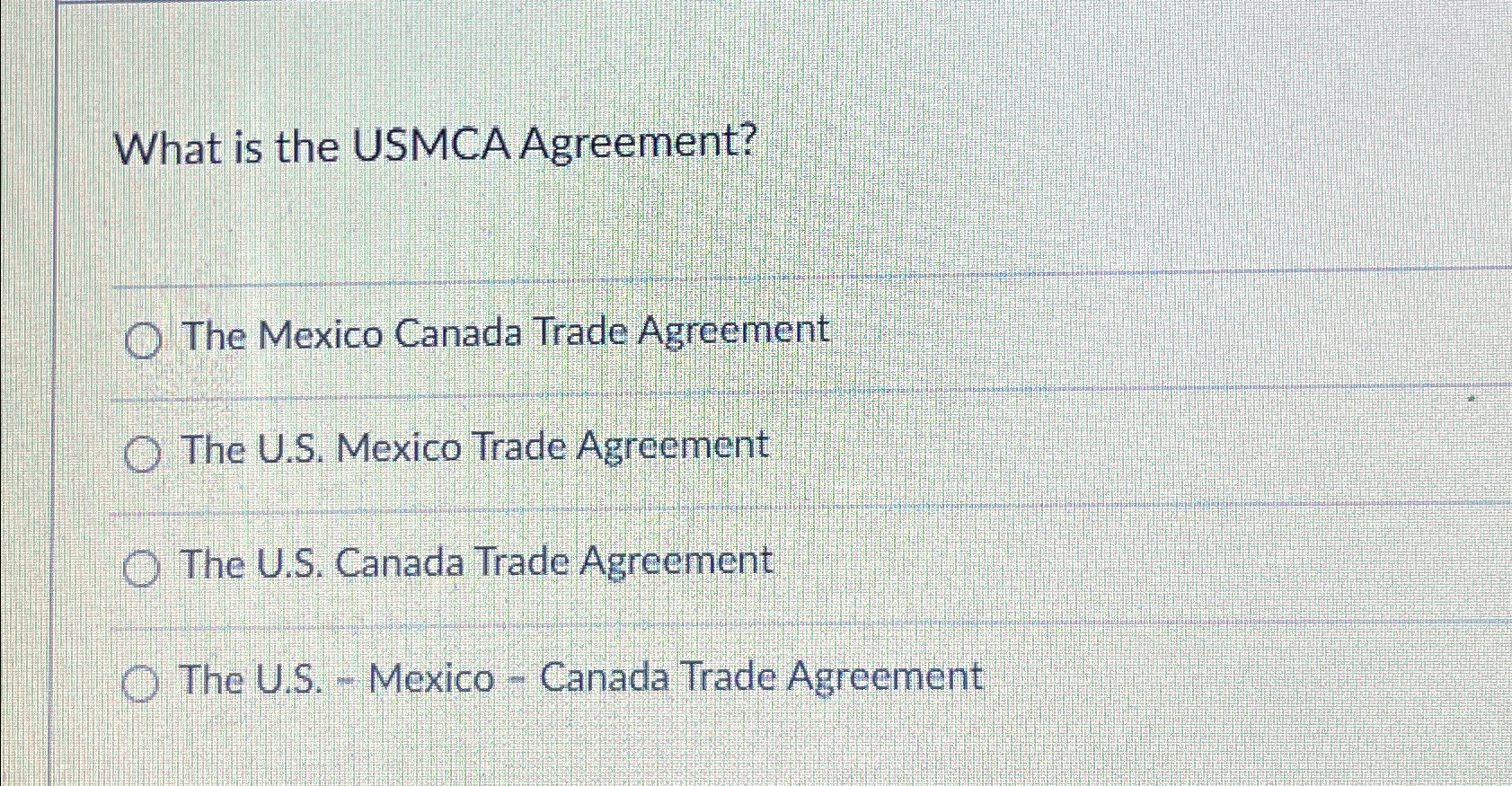 Solved What is the USMCA Agreement?The Mexico Canada Trade | Chegg.com