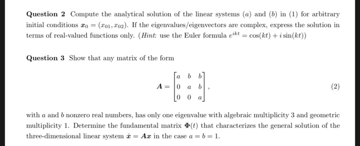 Solved Question 2 Compute The Analytical Solution Of The | Chegg.com