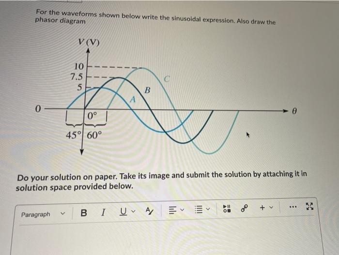 Solved For the waveforms shown below write the sinusoidal | Chegg.com