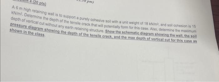 Solved A M High Retaining Wall Is To Support A Purely Chegg Com