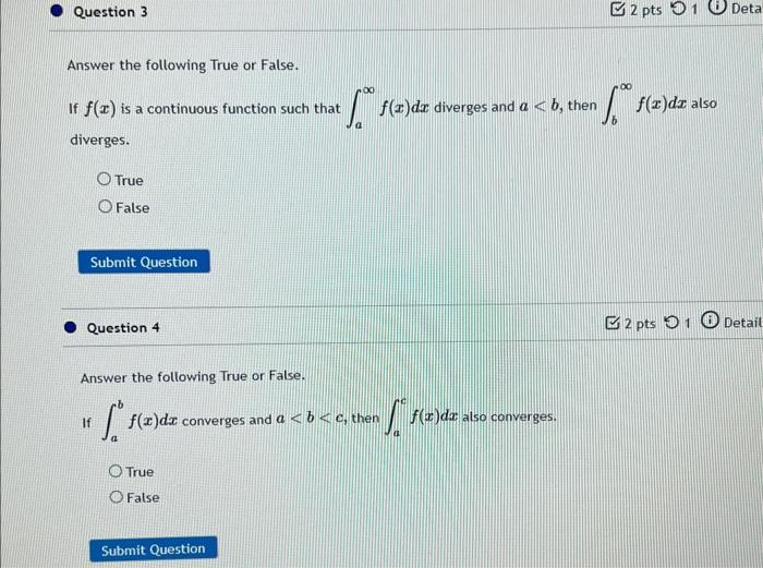 Solved Answer the following True or False. If f(x) is a | Chegg.com