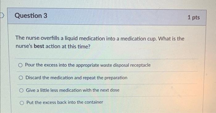 Solved The nurse overfills a liquid medication into a | Chegg.com