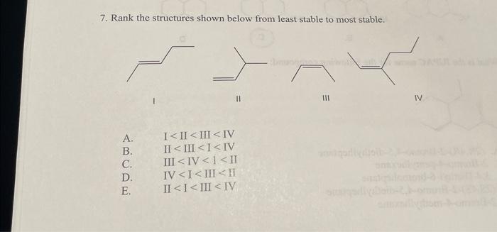 Solved Rank The Structures Shown Below From Least Stable Chegg Com