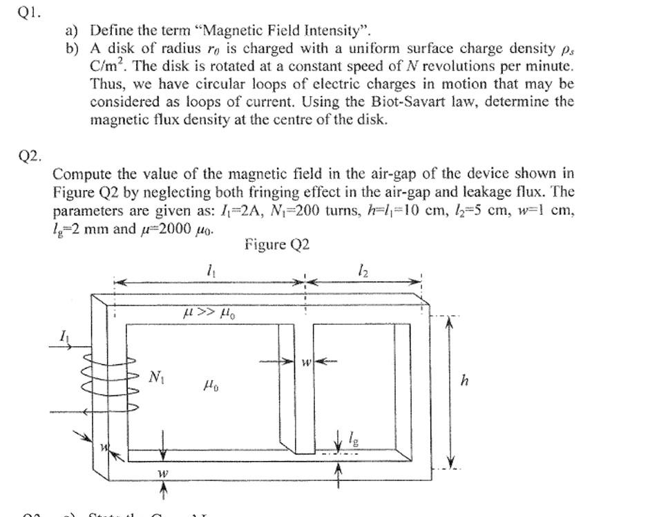Solved a) Define the term Field Intensity". b) A