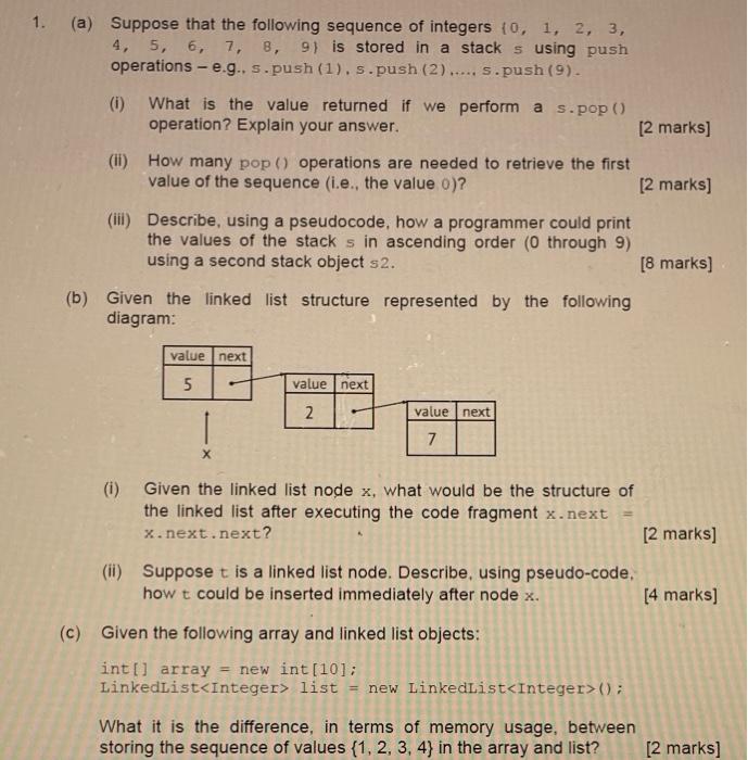 Solved 1. (a) Suppose that the following sequence of | Chegg.com