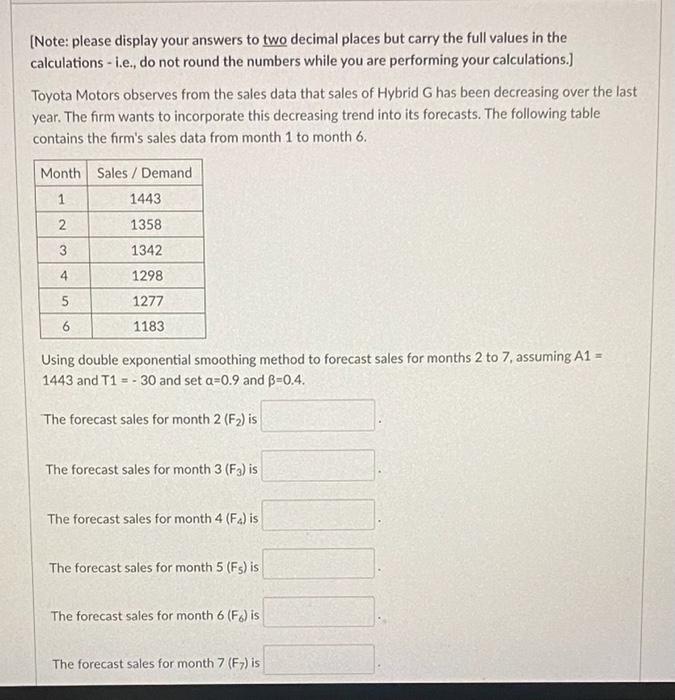 Solved [Note: please display your answers to two decimal | Chegg.com