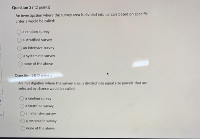 An investigation where the survey area is divided | Chegg.com
