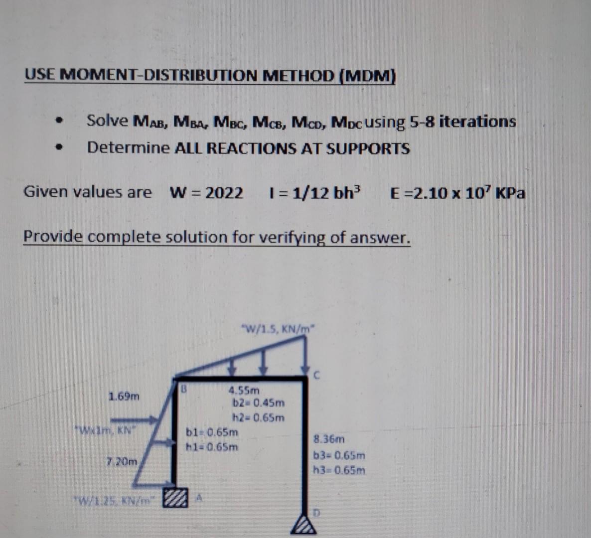 Solved USE MOMENT-DISTRIBUTION METHOD (MDM) . Solve Mas, | Chegg.com
