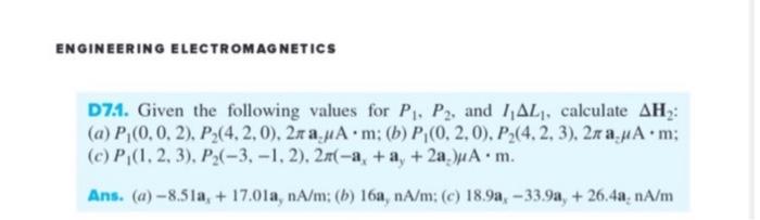 Solved D7.1. Given the following values for P1,P2, and | Chegg.com
