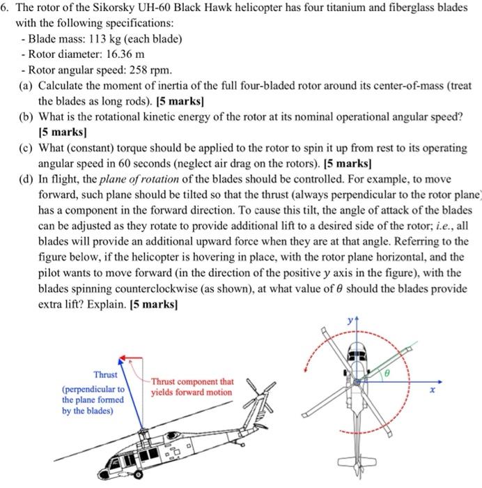 Solved 6. The rotor of the Sikorsky UH-60 Black Hawk | Chegg.com