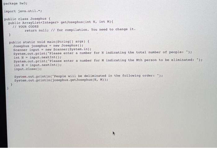 Solved 1 Problem 2: Josephus class (35) Description: In the | Chegg.com