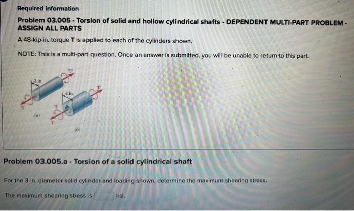 Solved Required information Problem 03.005 - Torsion of | Chegg.com