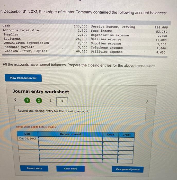 solved-on-december-31-20x1-the-ledger-of-hunter-company-chegg