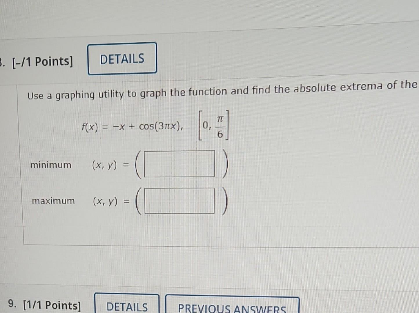Solved [-/1 Points] Use a graphing utility to graph the | Chegg.com