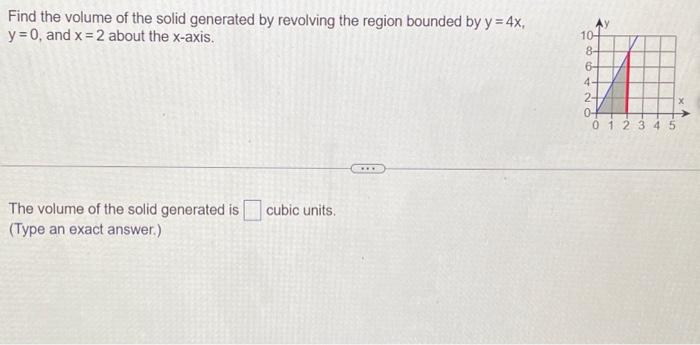 Solved Find the volume of the solid generated by revolving | Chegg.com