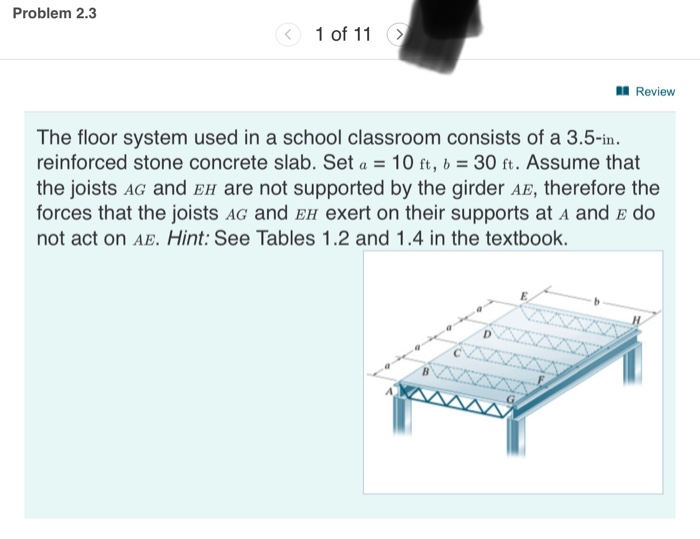 Solved Problem 2.3 1 of 11 Review The floor system used in a | Chegg.com