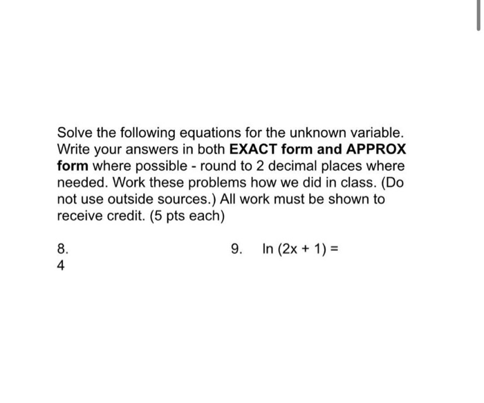 Solved Solve the following equations for the unknown | Chegg.com